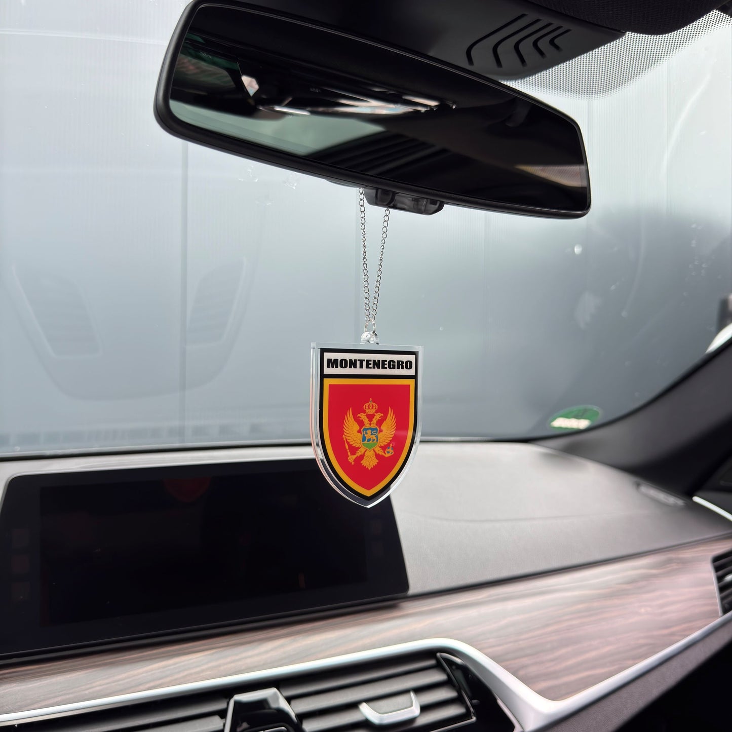 Montenegro Wappen Farbig - Autospiegel-Anhänger + Kette