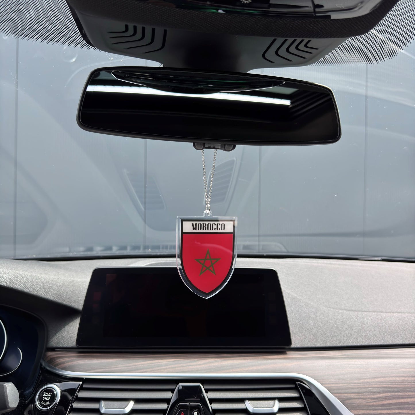 Marokko Wappen Farbig - Autospiegel-Anhänger + Kette
