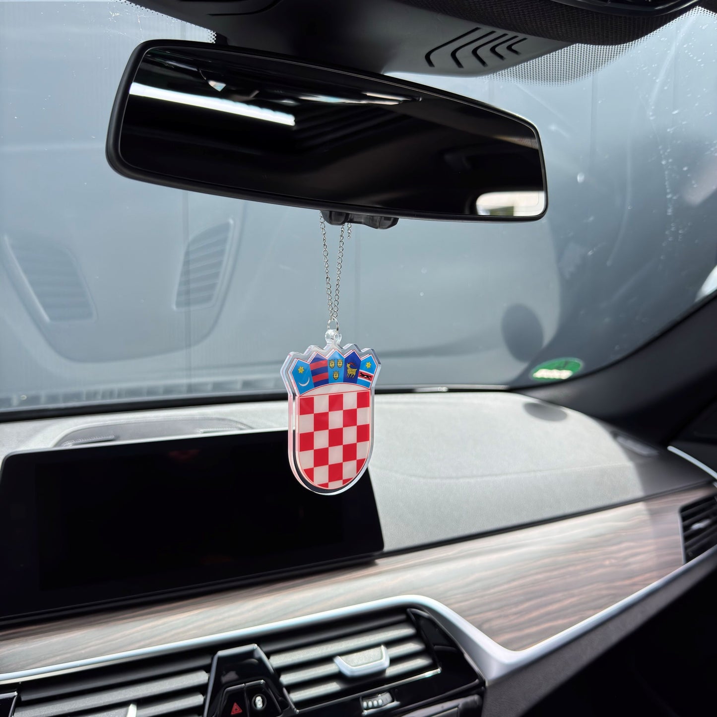 Kroatien Wappen Farbig - Autospiegel-Anhänger + Kette