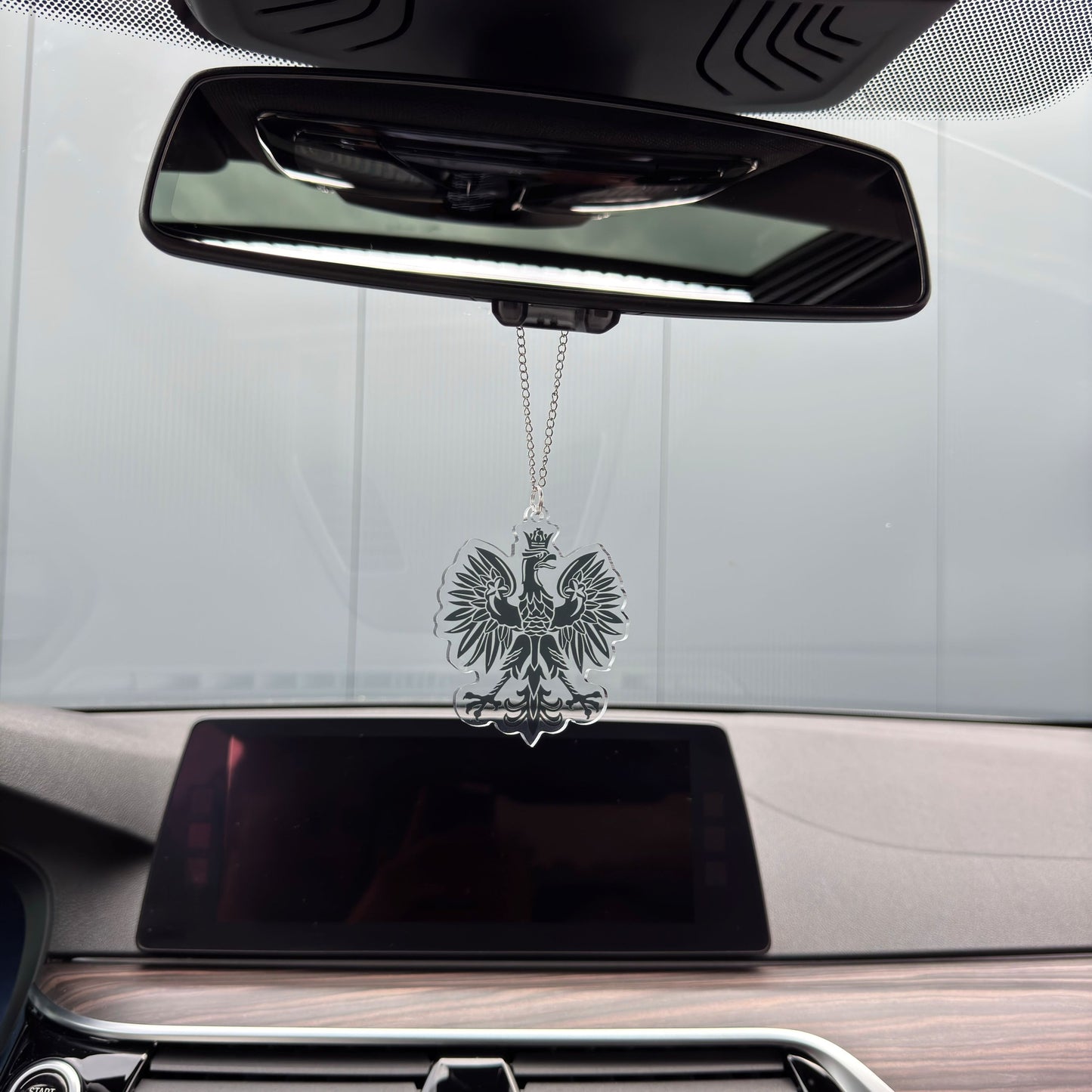 Polen Adler Schwarz - Autospiegel-Anhänger + Kette