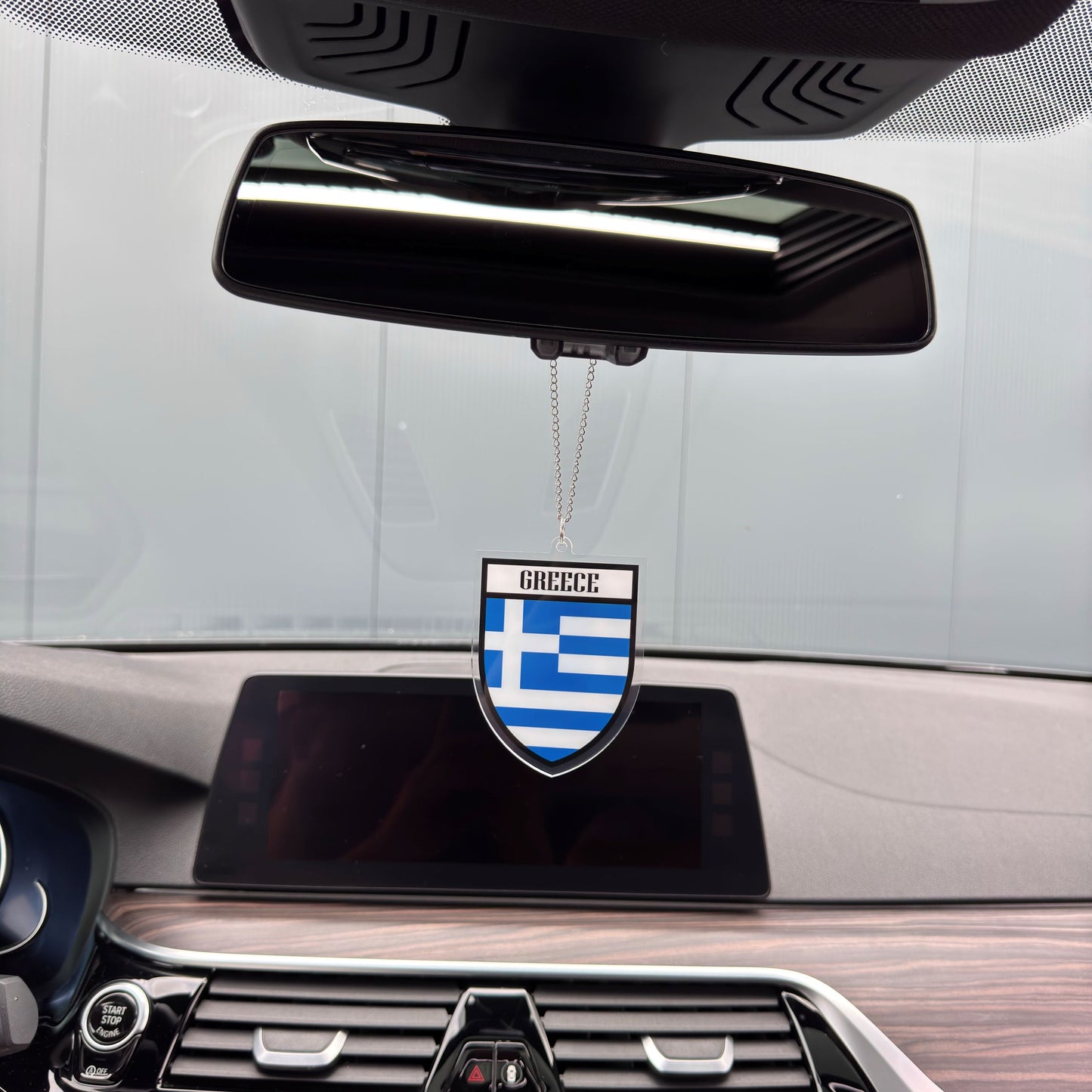 Griechenland Wappen Farbig - Autospiegel-Anhänger + Kette
