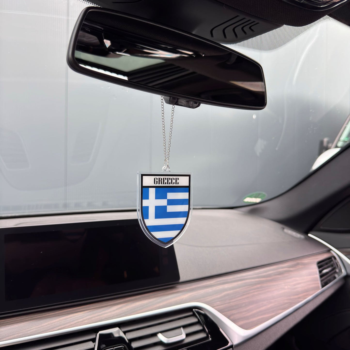 Griechenland Wappen Farbig - Autospiegel-Anhänger + Kette