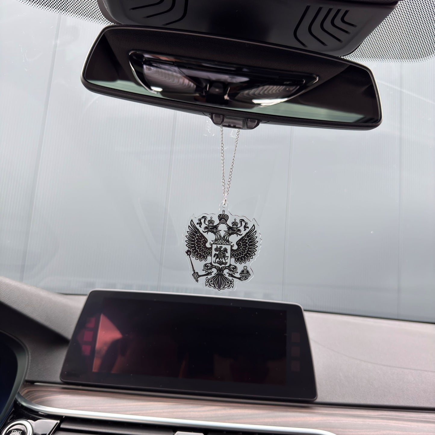 Russland Adler Schwarz - Autospiegel-Anhänger + Kette