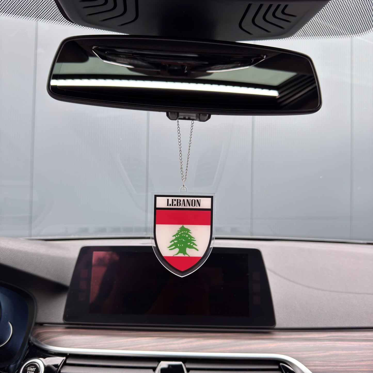 Libanon Wappen Farbig - Autospiegel-Anhänger + Kette