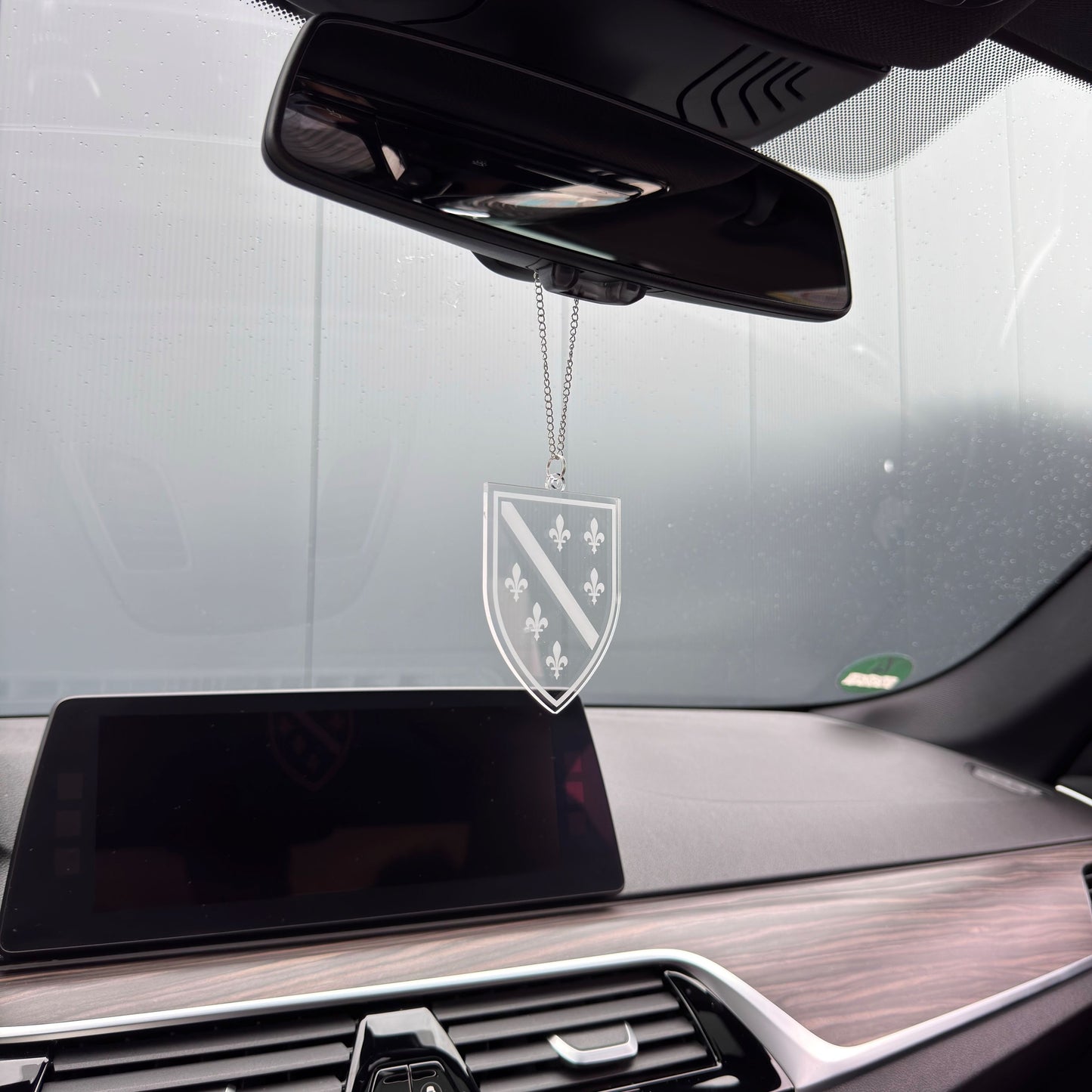 Bosnien Wappen Transparent - Autospiegel-Anhänger + Kette
