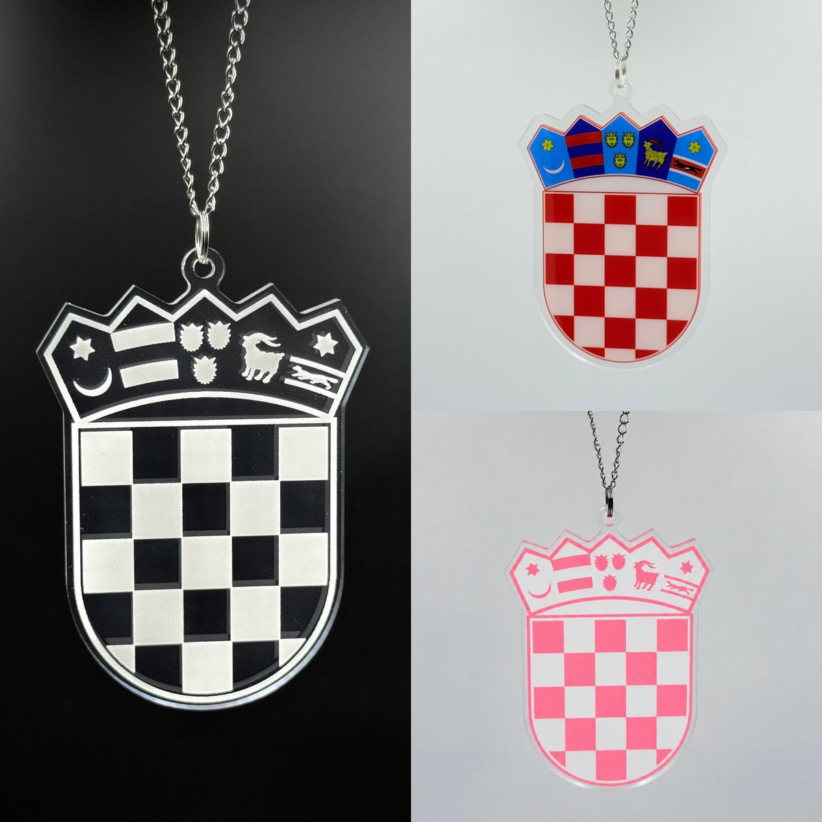 Kroatien - 3 Designs - Autospiegel-Anhänger + Kette