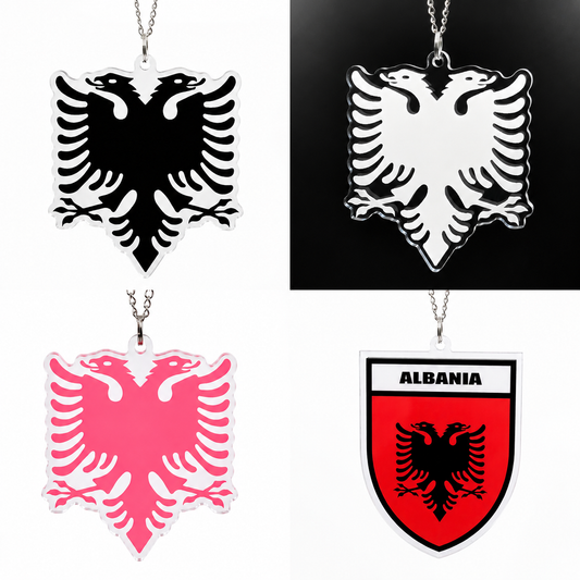 Albanien Adler - 4 Designs - Autospiegel-Anhänger + Kette