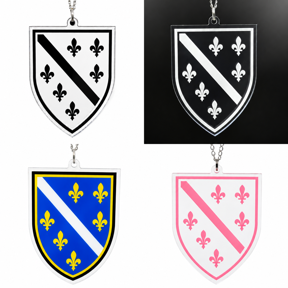Bosnien - 4 Designs - Autospiegel-Anhänger + Kette