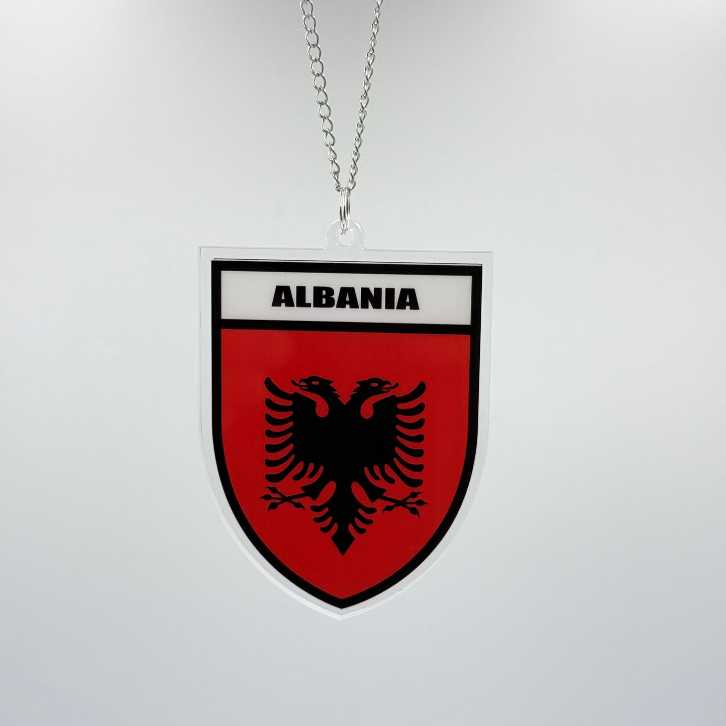 Albanien Wappen Farbig - Autospiegel-Anhänger + Kette