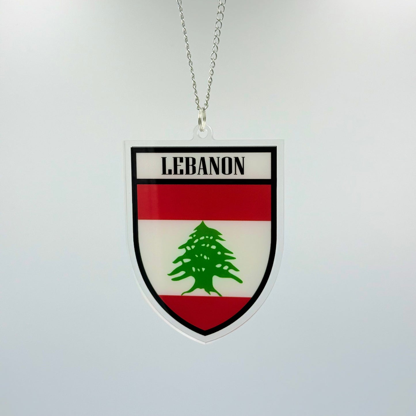 Libanon Wappen Farbig - Autospiegel-Anhänger + Kette