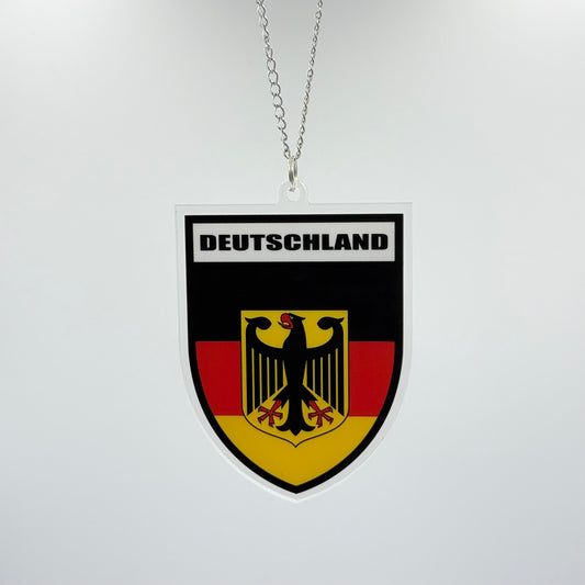 Deutschland Wappen Farbig - Autospiegel-Anhänger + Kette