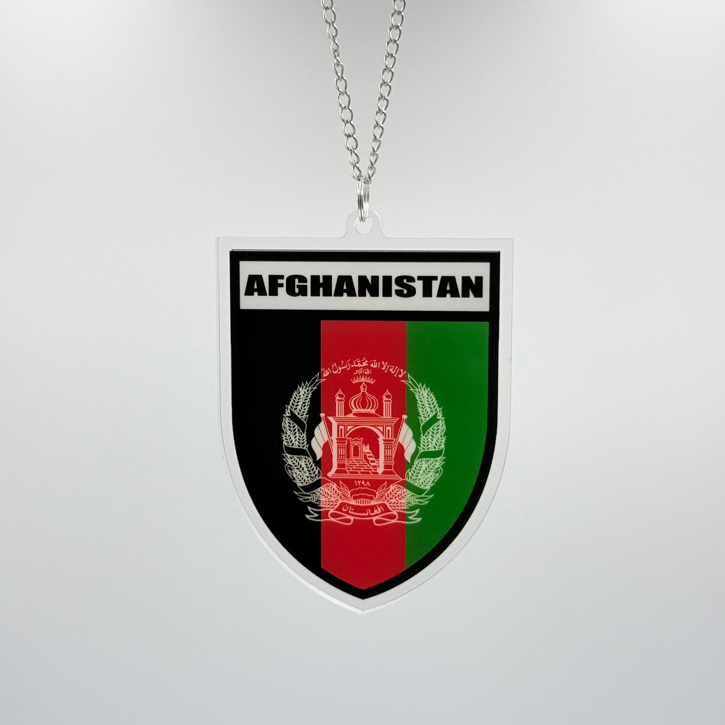 Afghanistan Wappen Farbig - Autospiegel-Anhänger + Kette