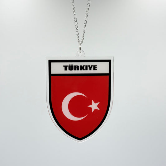 Türkei Wappen Farbig - Autospiegel-Anhänger + Kette