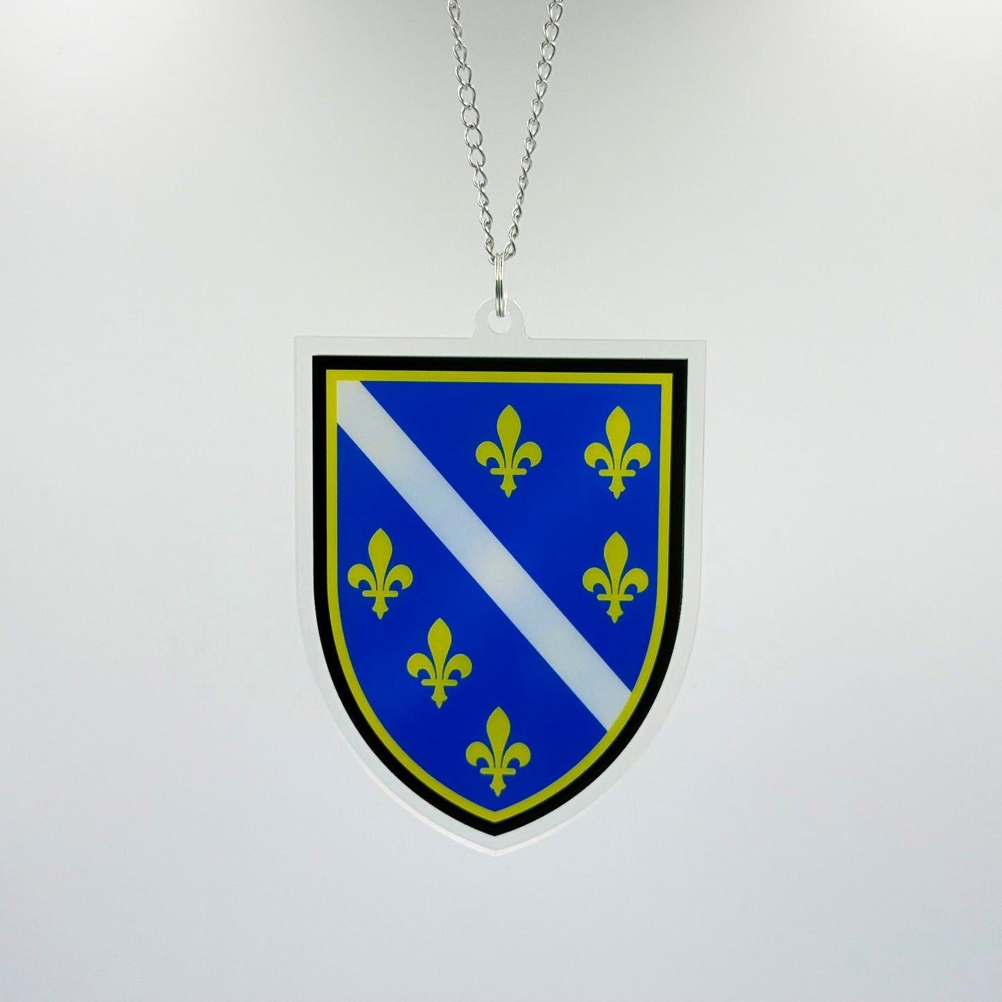Bosnien Wappen Farbig - Autospiegel-Anhänger + Kette