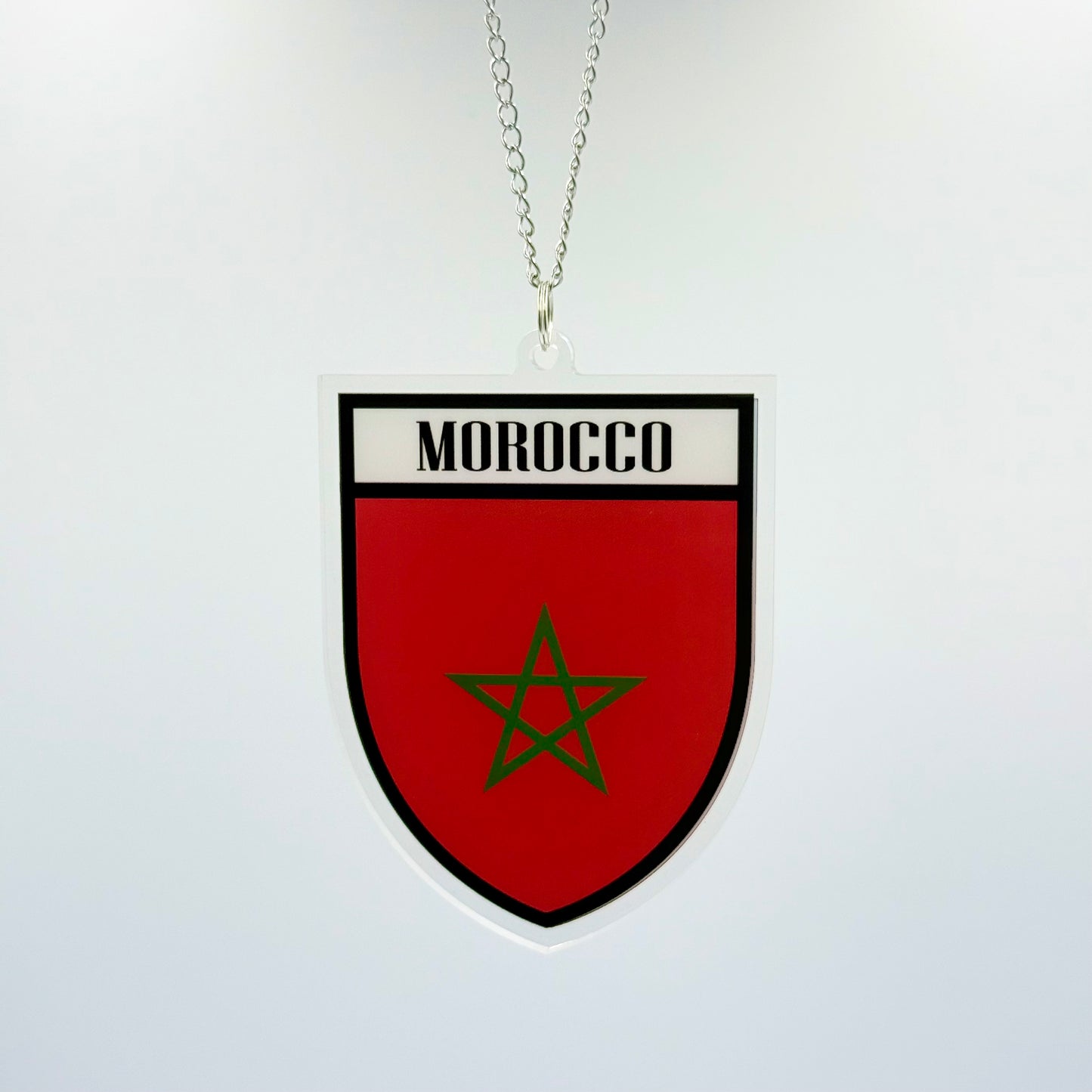 Marokko Wappen Farbig - Autospiegel-Anhänger + Kette
