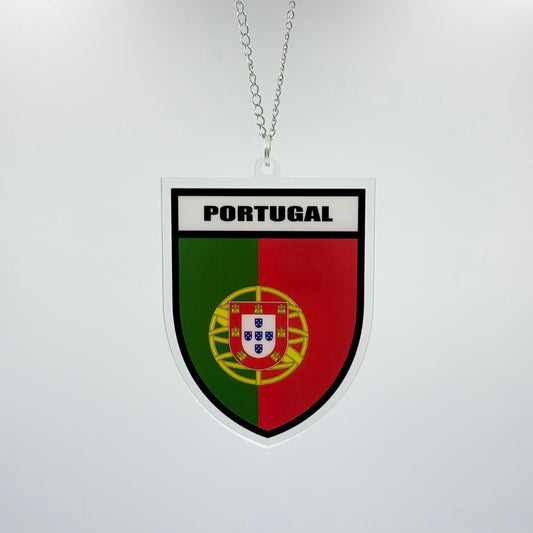Portugal Wappen Farbig - Autospiegel-Anhänger + Kette