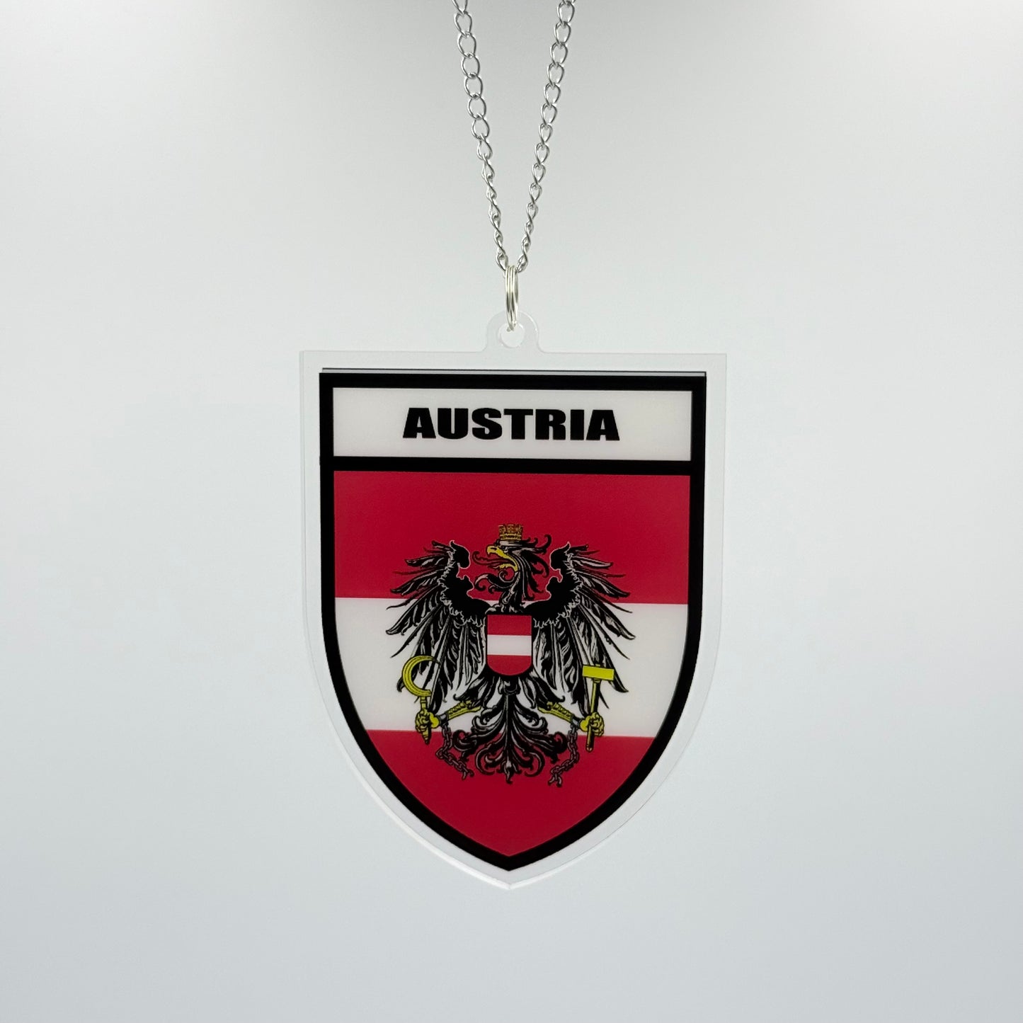 Österreich Wappen Farbig - Autospiegel-Anhänger + Kette
