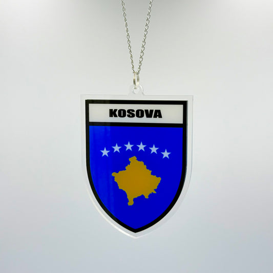 Kosovo Wappen Farbig - Autospiegel-Anhänger + Kette