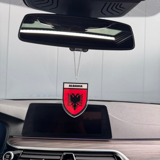 Albanien Wappen Farbig - Autospiegel-Anhänger + Kette