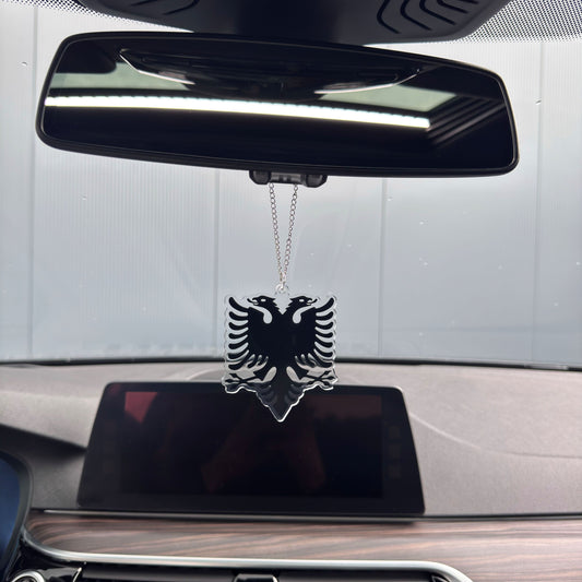 Albanien Adler Schwarz - Autospiegel-Anhänger + Kette