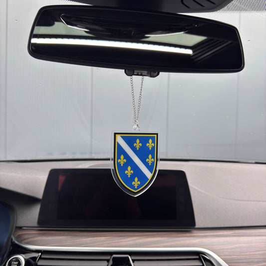 Bosnien Wappen Farbig - Autospiegel-Anhänger + Kette