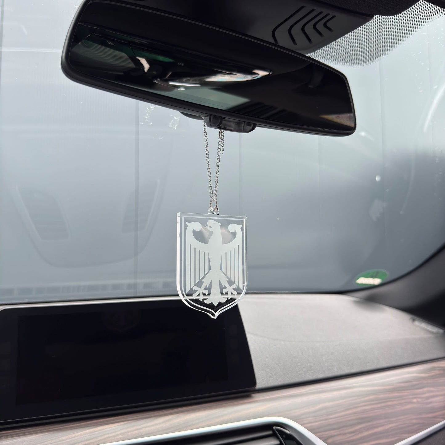 Deutschland Wappen Transparent - Autospiegel-Anhänger + Kette