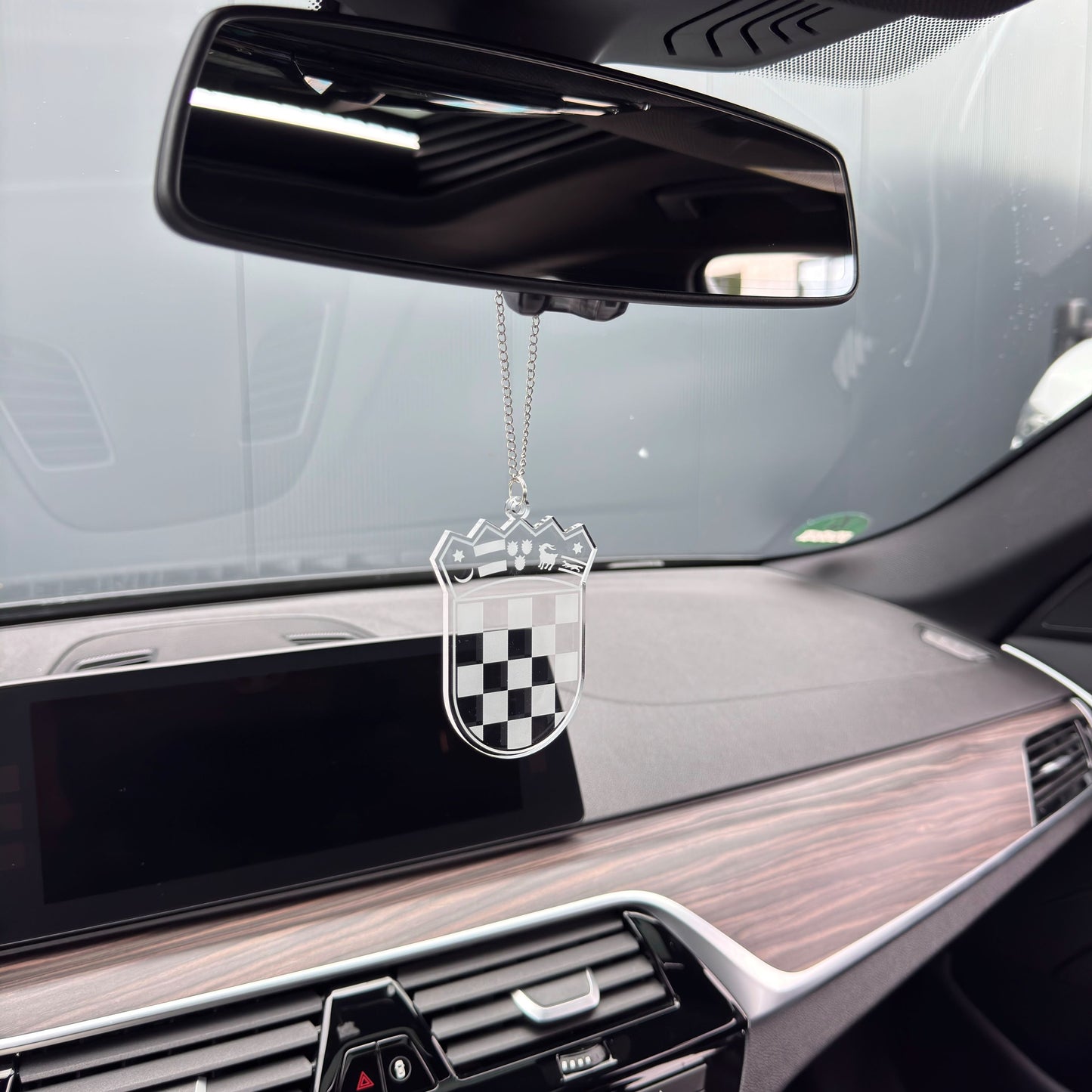 Kroatien Wappen Transparent - Autospiegel-Anhänger + Kette