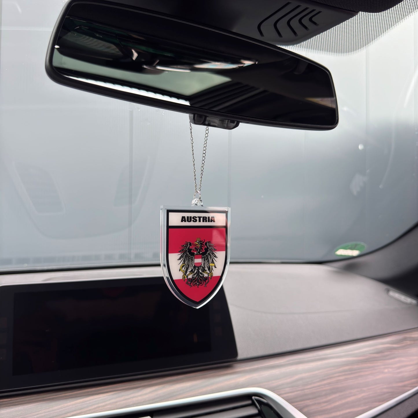 Österreich Wappen Farbig - Autospiegel-Anhänger + Kette