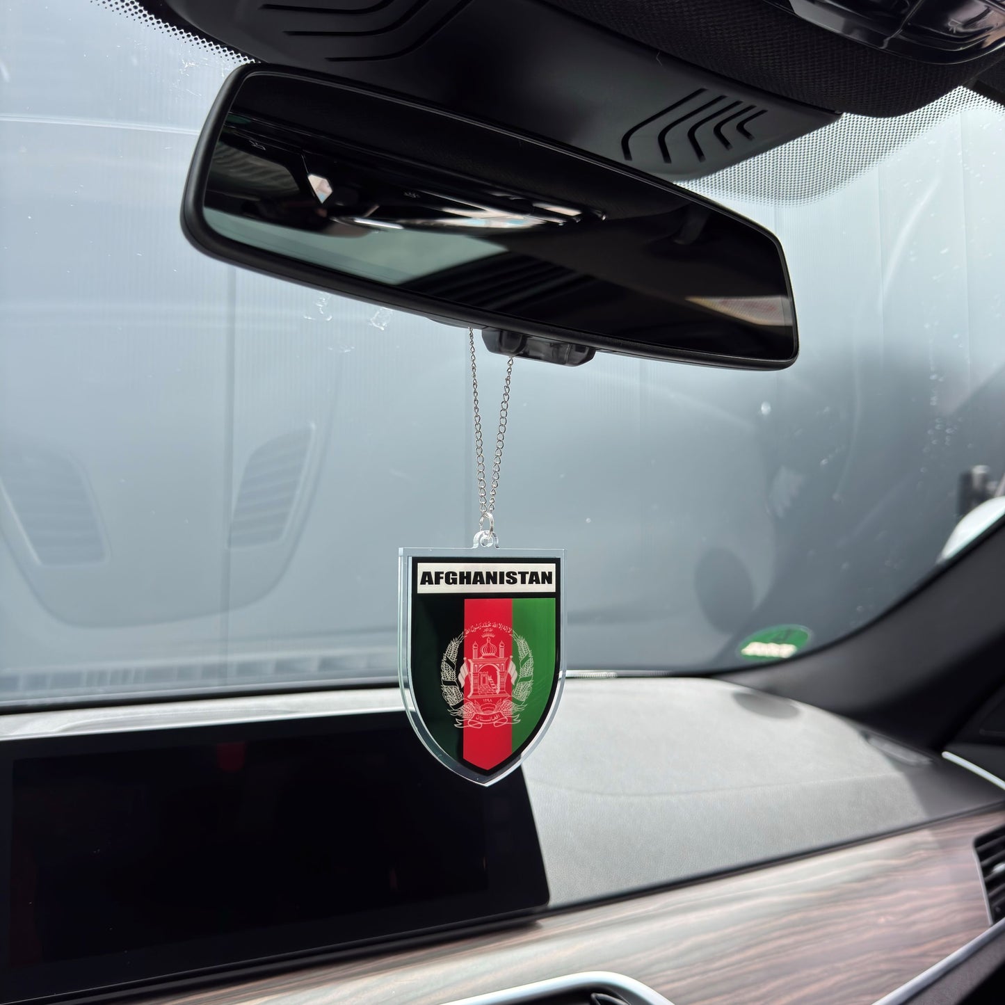 Afghanistan Wappen Farbig - Autospiegel-Anhänger + Kette