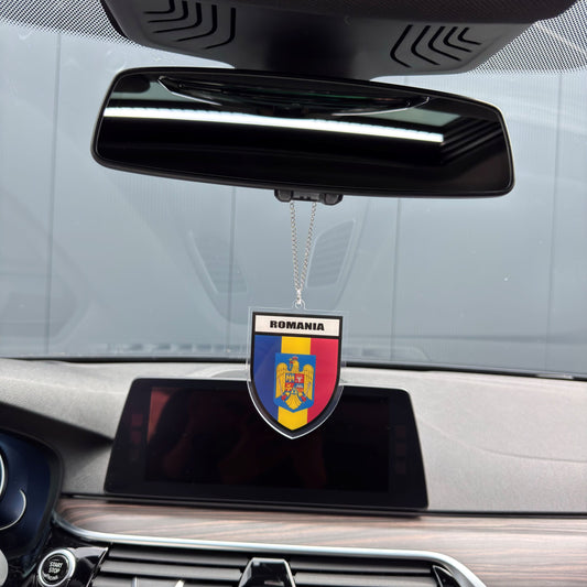 Rumänien Wappen Farbig - Autospiegel-Anhänger + Kette