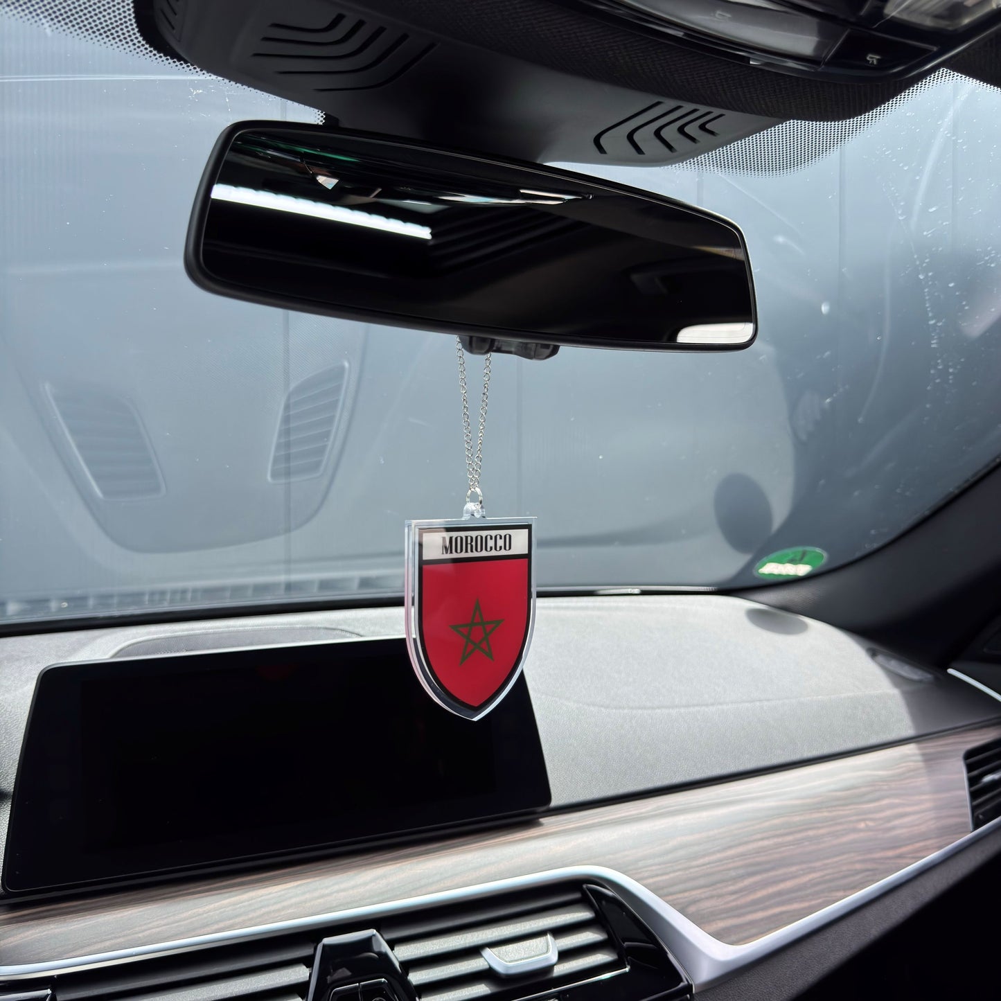 Marokko Wappen Farbig - Autospiegel-Anhänger + Kette