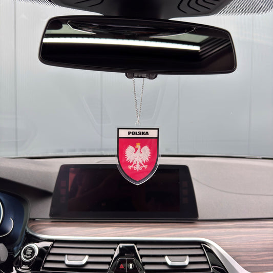 Polen Wappen Farbig - Autospiegel-Anhänger + Kette