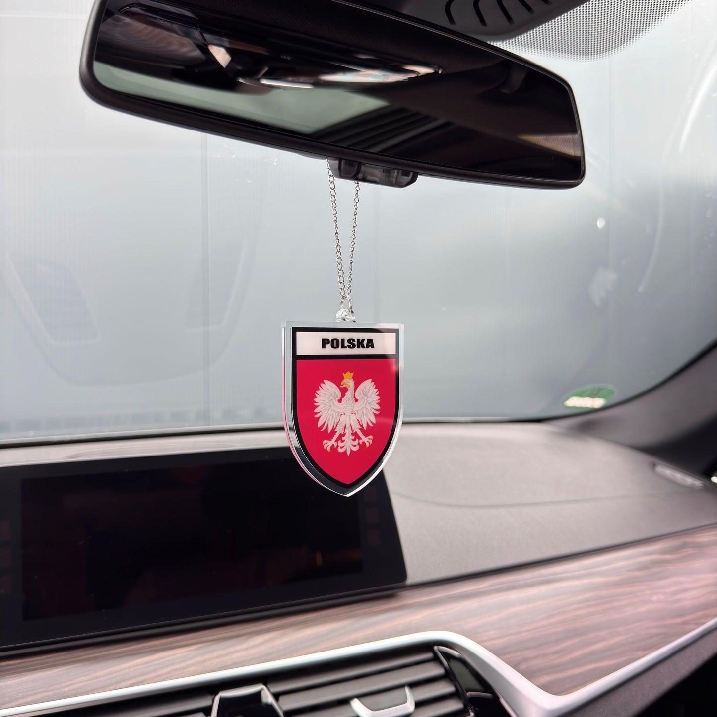 Polen Wappen Farbig - Autospiegel-Anhänger + Kette