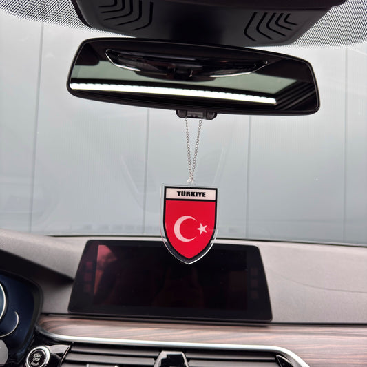 Türkei Wappen Farbig - Autospiegel-Anhänger + Kette