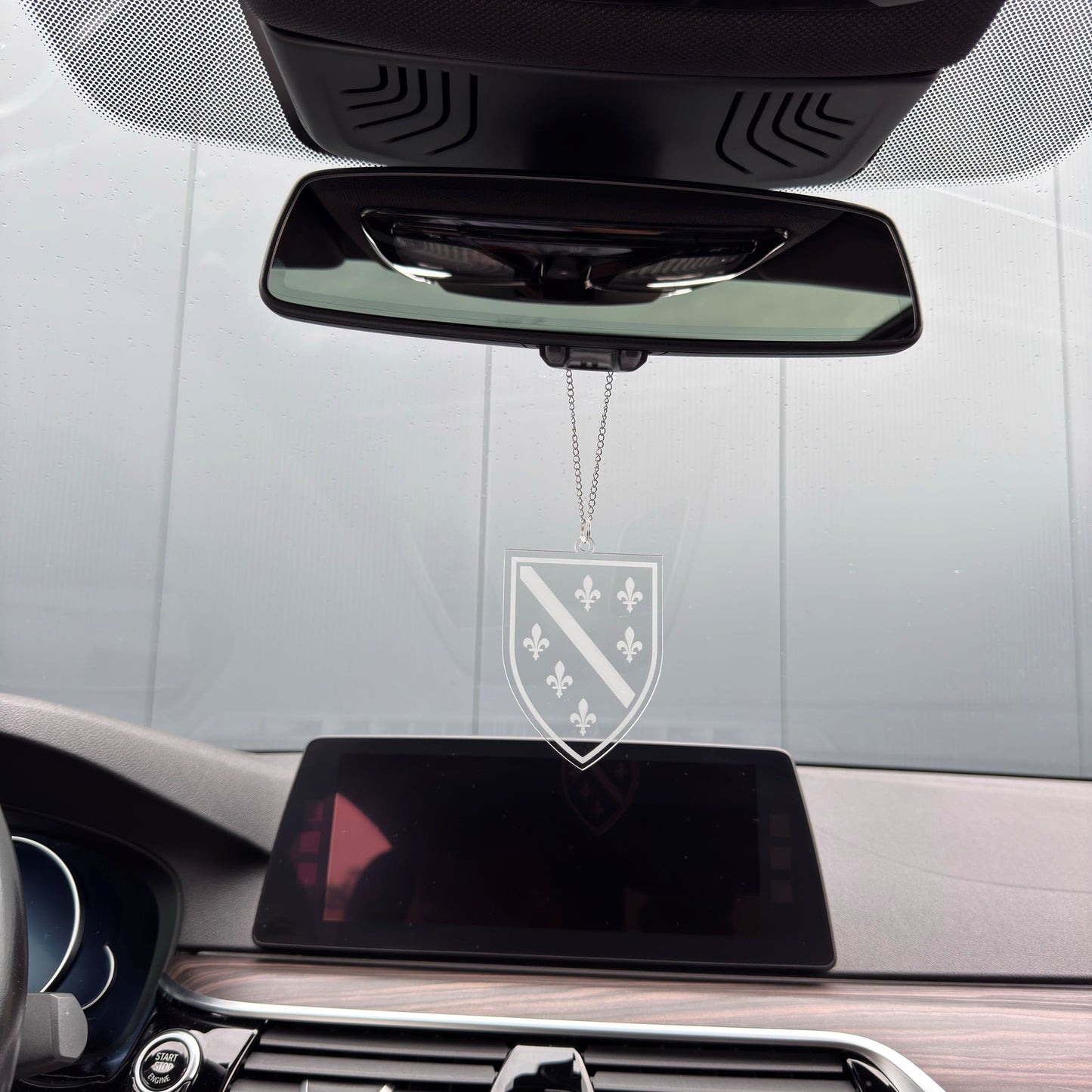 Bosnien Wappen Transparent - Autospiegel-Anhänger + Kette