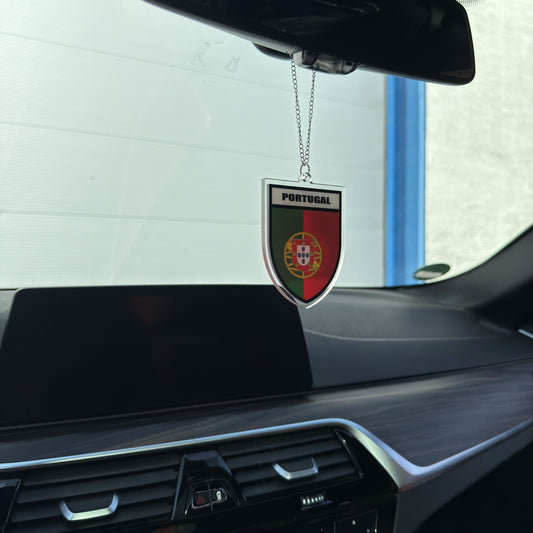 Portugal Wappen Farbig - Autospiegel-Anhänger + Kette